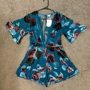 Floral Velvet Romper